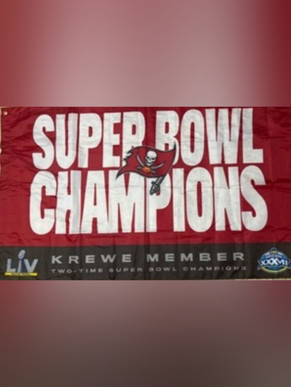 Tampa Bay Buccaneers Two-Time Super Bowl Champions "Krewe Member" Banner/Flag